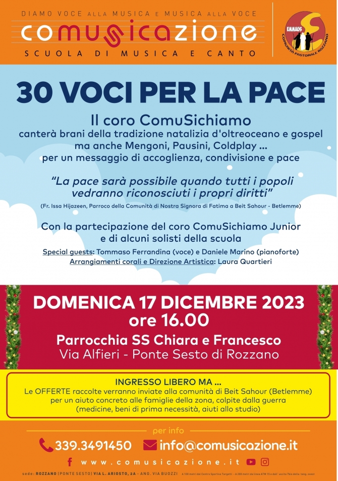 CONCERTO DI NATALE - 30 VOCI PER LA PACE - Comusicazione - Scuola Musica